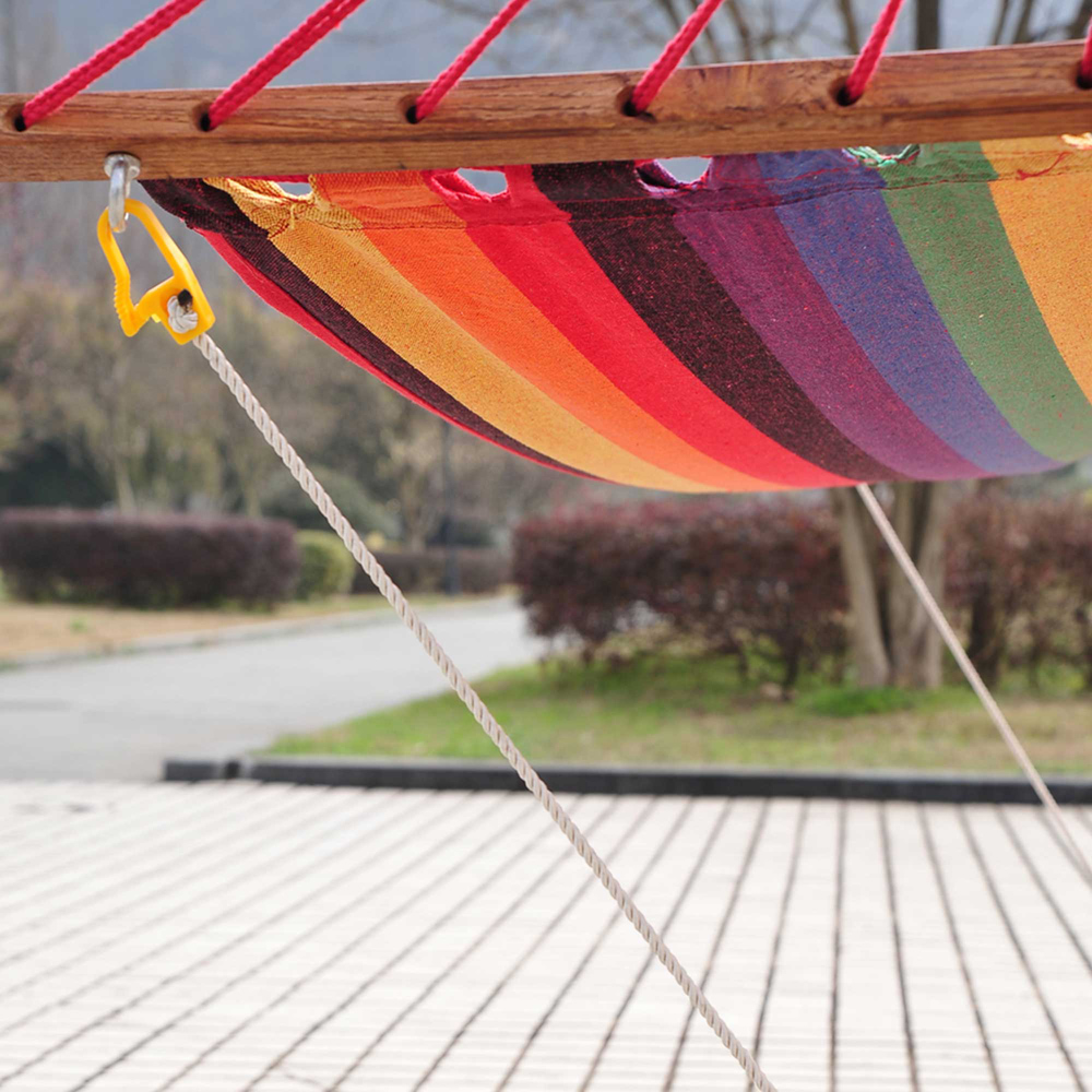 Outsunny Multicolour Hammock with Wooden Arc Stand Image 3