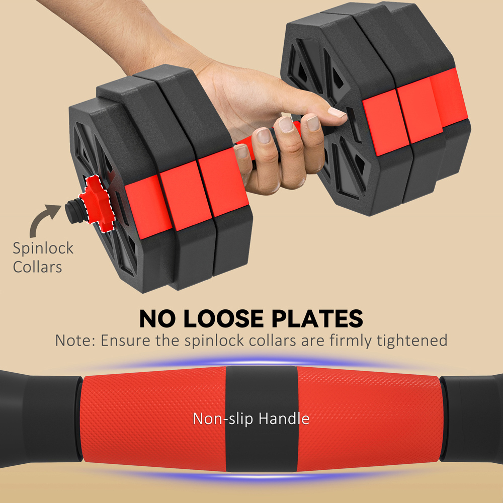 SPORTNOW 6-in-1 Red Adjustable Weight Set 30kg Image 6