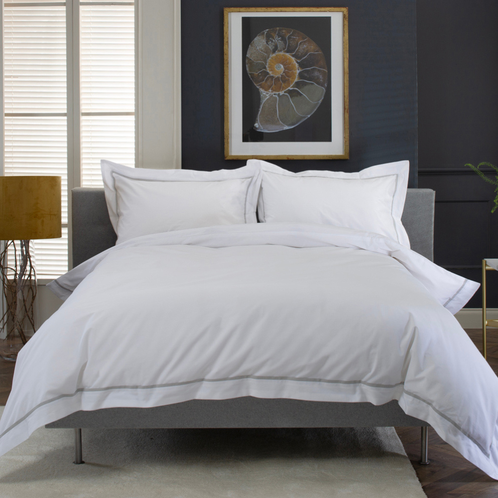 The Lyndon Company Hampstead Super King Size Silver Duvet Set Image 1