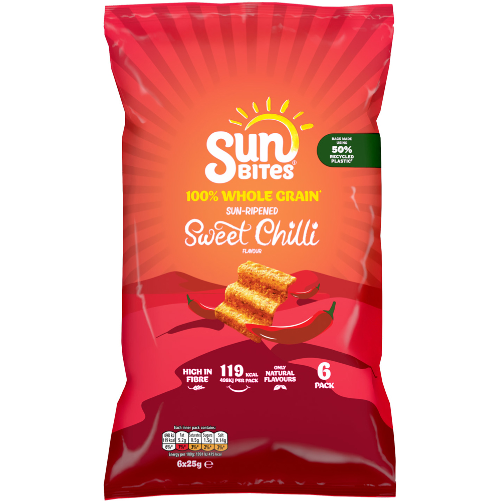 Sunbites Sun Ripened Sweet Chilli Multipack Snacks Crisps 6x25g Image