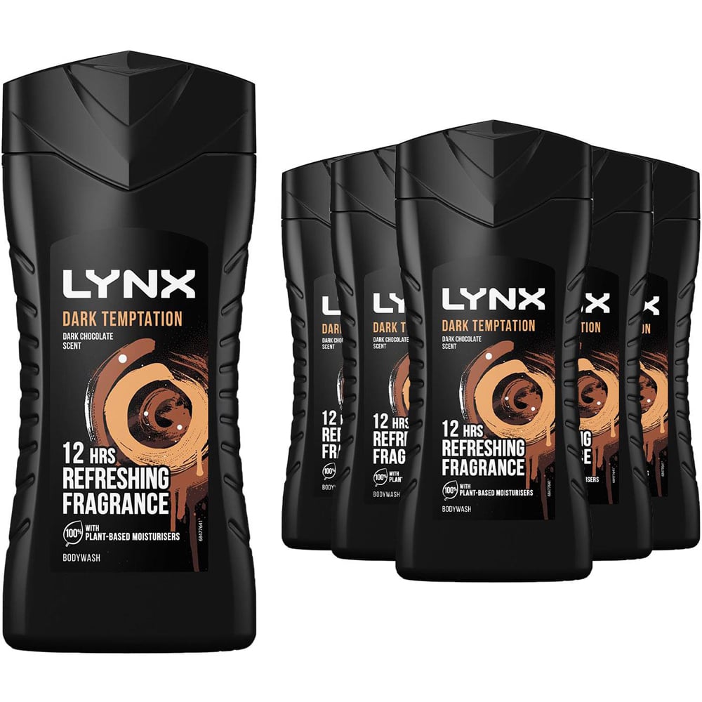 Lynx Dark Temptation Dark Chocolate Refreshing Shower Gel 225ml 6 Pack Image 1