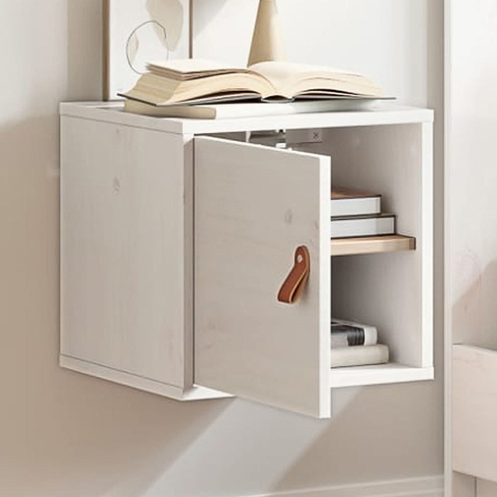 vidaXL Single Door White Solid Pine Wood Wall Cabinet Image 1