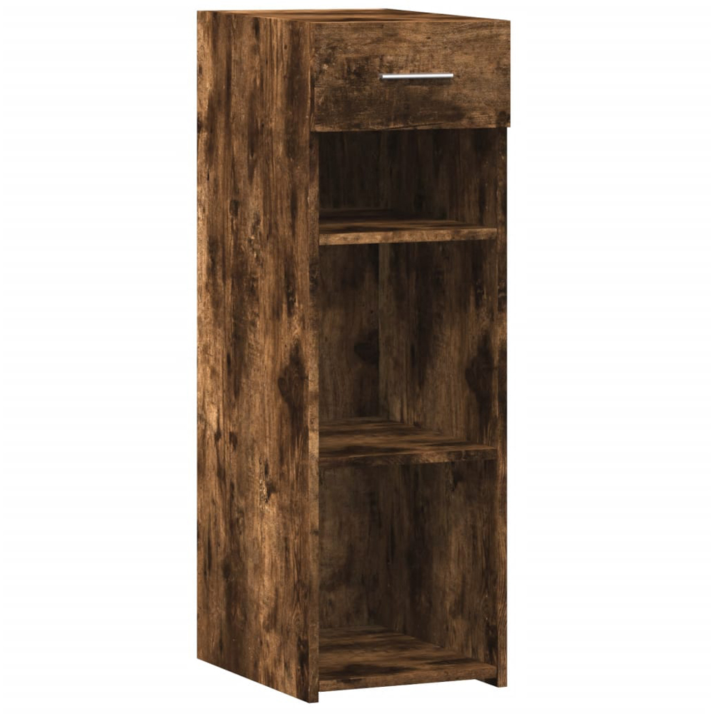 vidaXL Single Drawer 3 Shelf Smoked Oak Sideboard Image 2