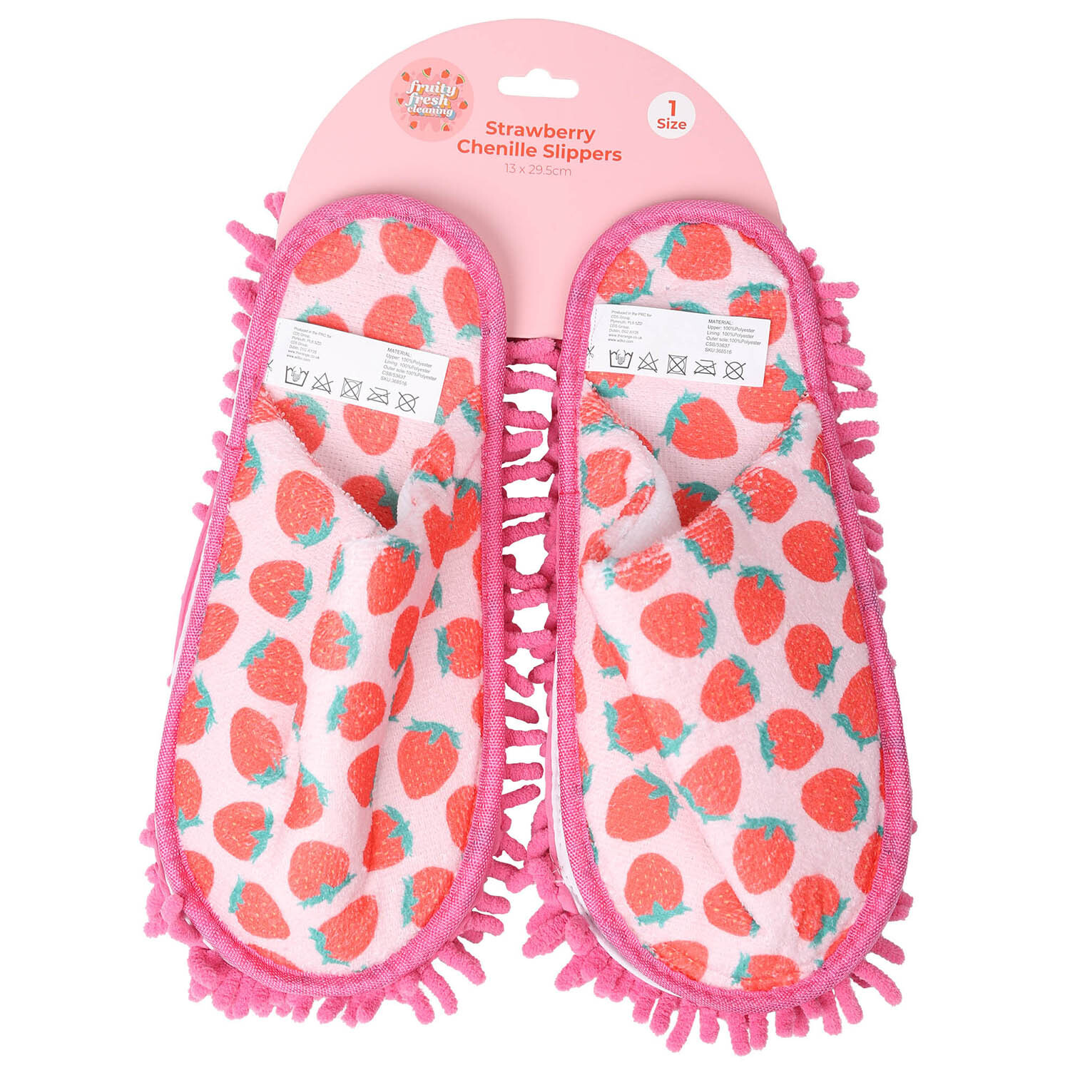 Strawberry Chenille Slippers - Pink Image 1