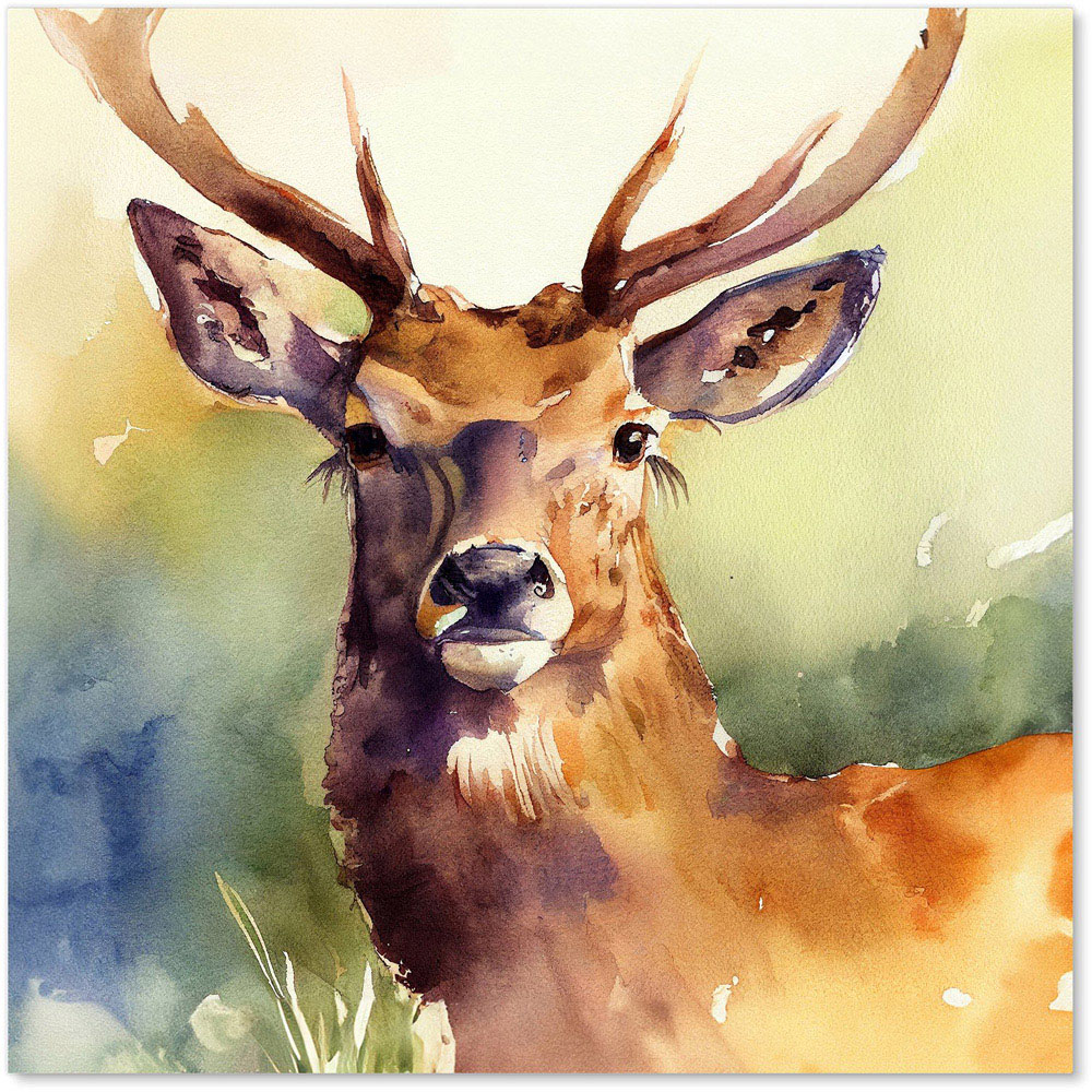 Warren Reed Designer Splendid Stag Watercolour Glass Kitchen Splashback 60 x 60cm Image 2