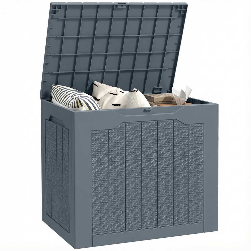 Outsunny 93L Grey Plastic Garden Storage Box Image 1