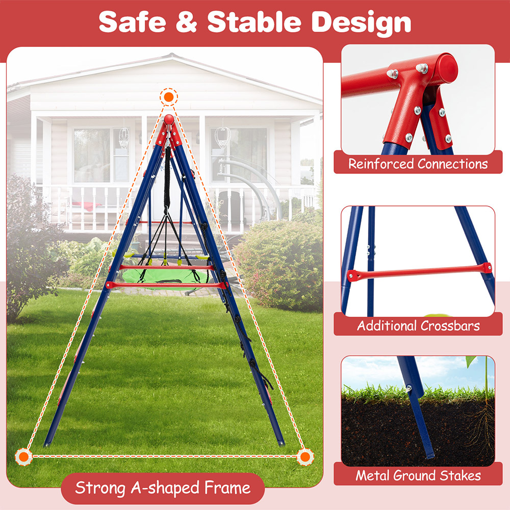 Costway Red 6 in 1 Metal Swing Set Image 7