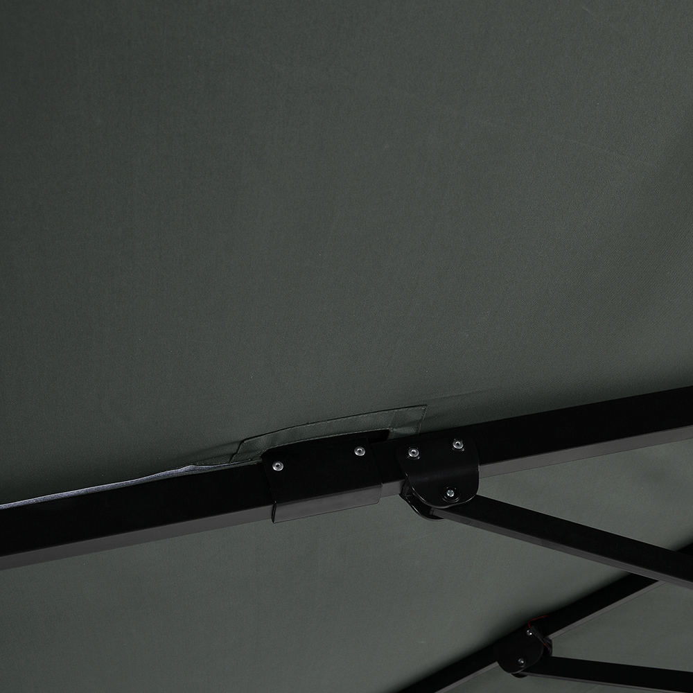 Living and Home Dark Grey LED Square Rotatable Cantilever Parasol with Round HDPE Base 3m Image 4