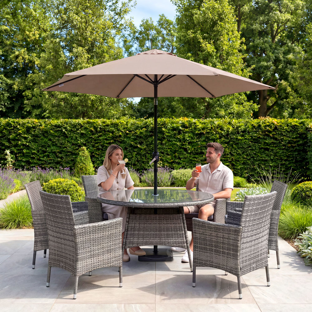 Charles Bentley Taupe Metal Crank and Tilt Parasol 2.7m Image 6
