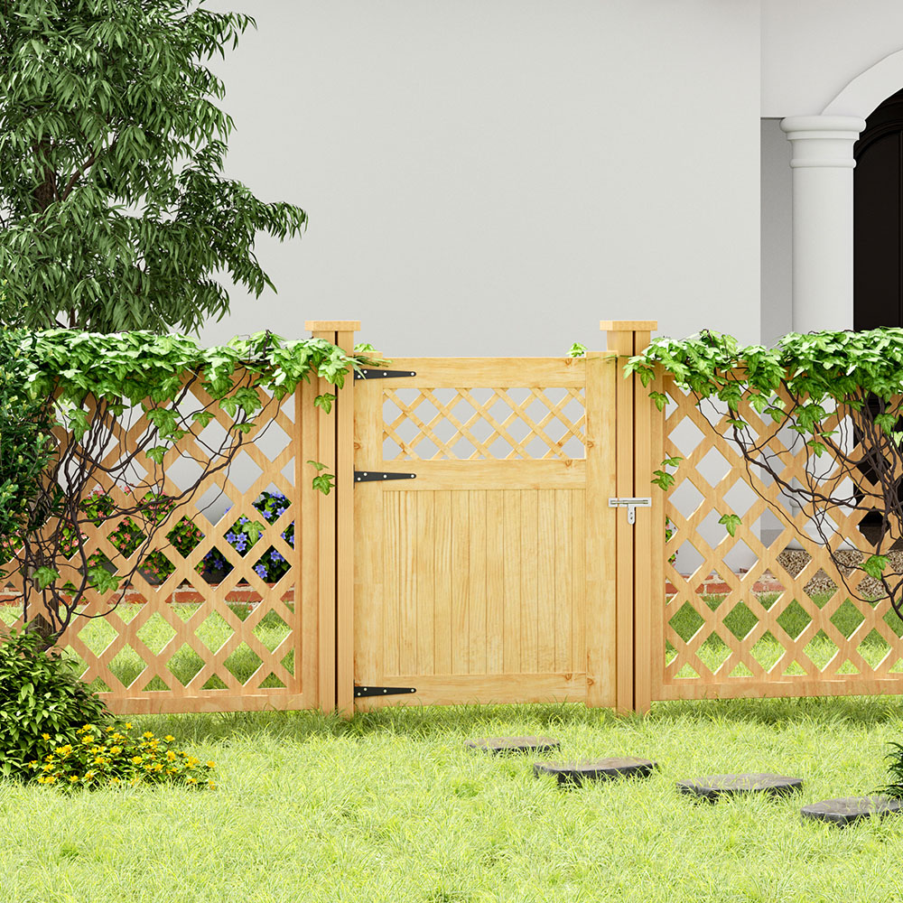 Living and Home Rhombus Wooden Garden Fence Gate with Latch 120 x 90cm Image 6