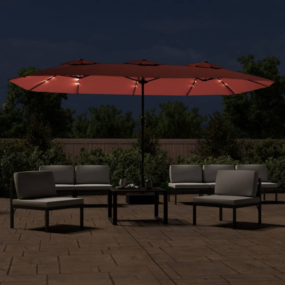 vidaXL Orange LED Double Head Parasol 4.5 x 2.6m Image 2