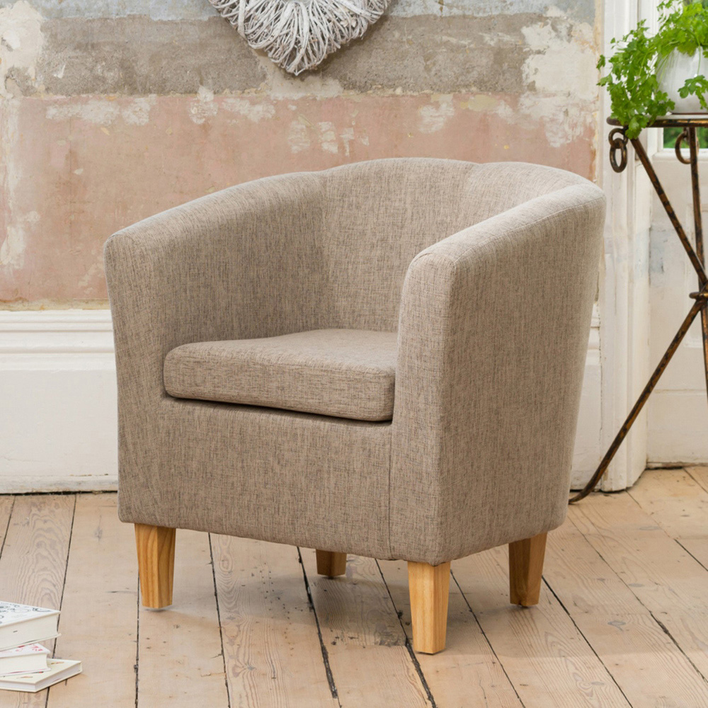 Artemis Home Alderwood Light Brown Hessian Tub Chair Image 3