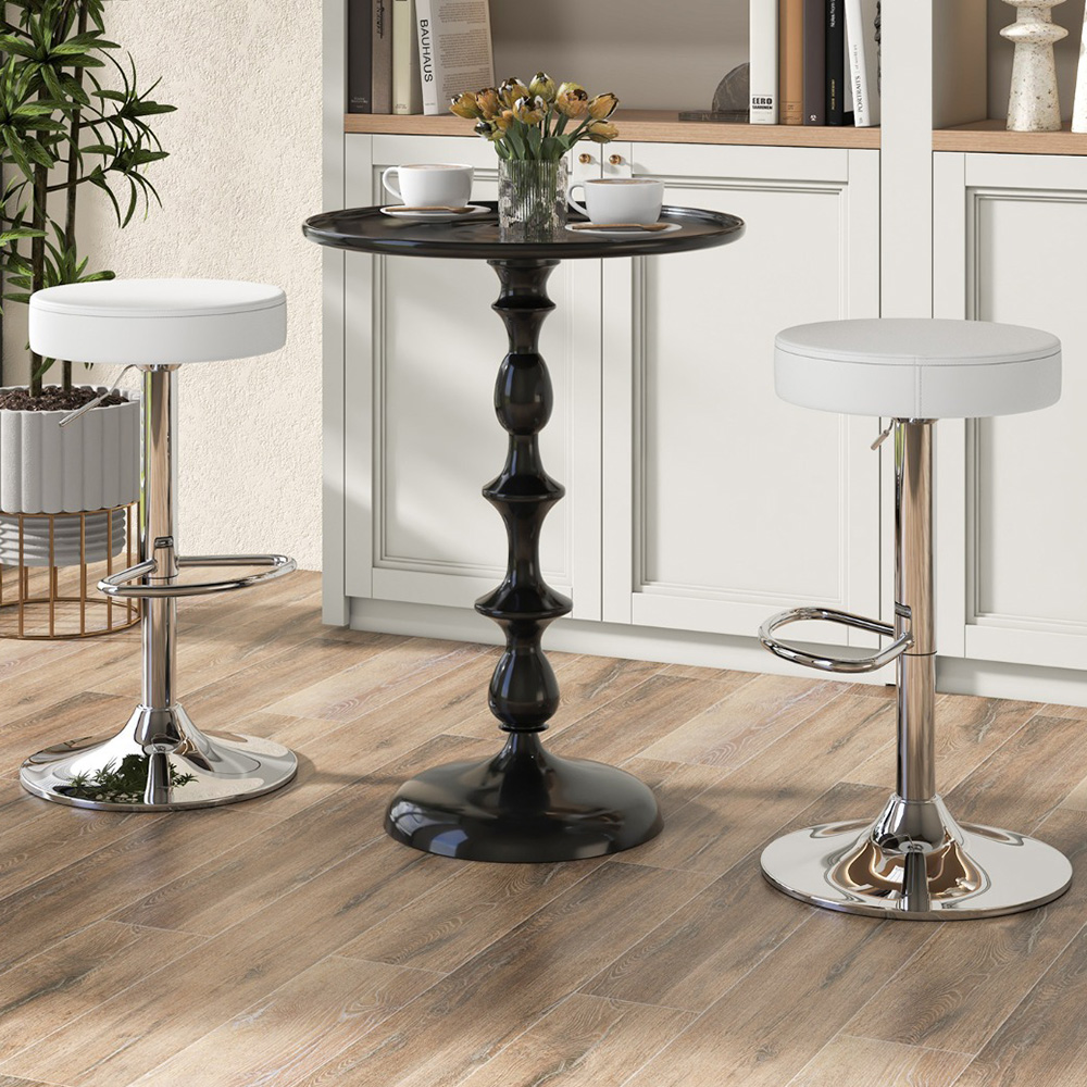 Costway White Adjustable Bar Stool Set of 2 Image 1