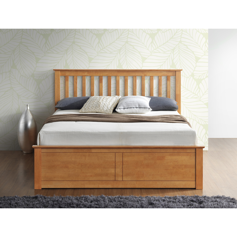 Malmo Double Oak Wooden Ottoman Bed Image 3