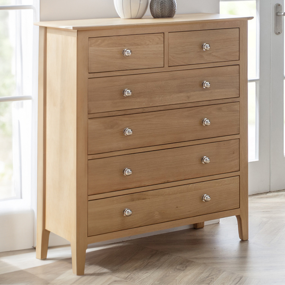 Julian Bowen Cotswold 6 Drawer Natural Chest of Drawers Image 1