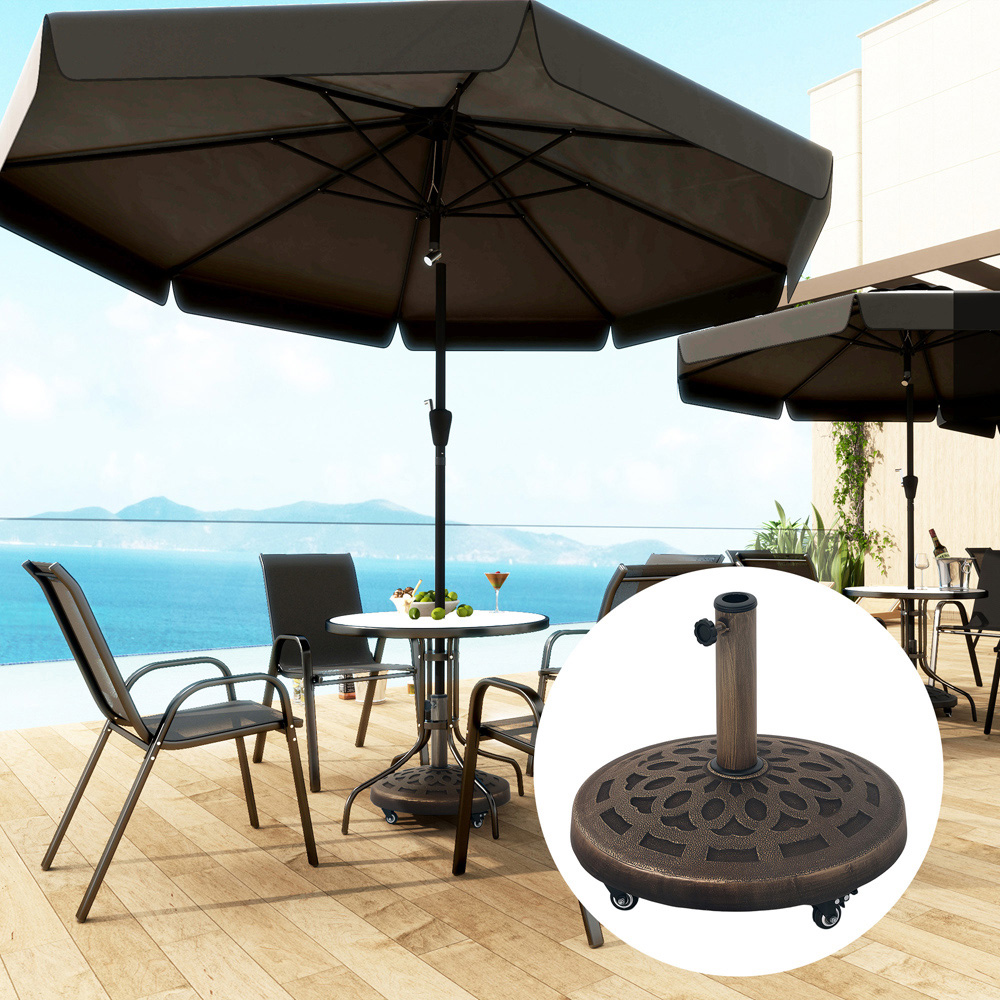 Outsunny Bronze Resin Parasol Base with Wheels 21kg Image 2