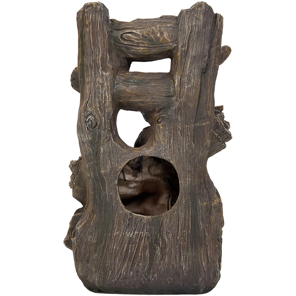 Living and Home 5-Tier Rustic Log Wood and Rock Effect Solar LED Water Feature Image 3