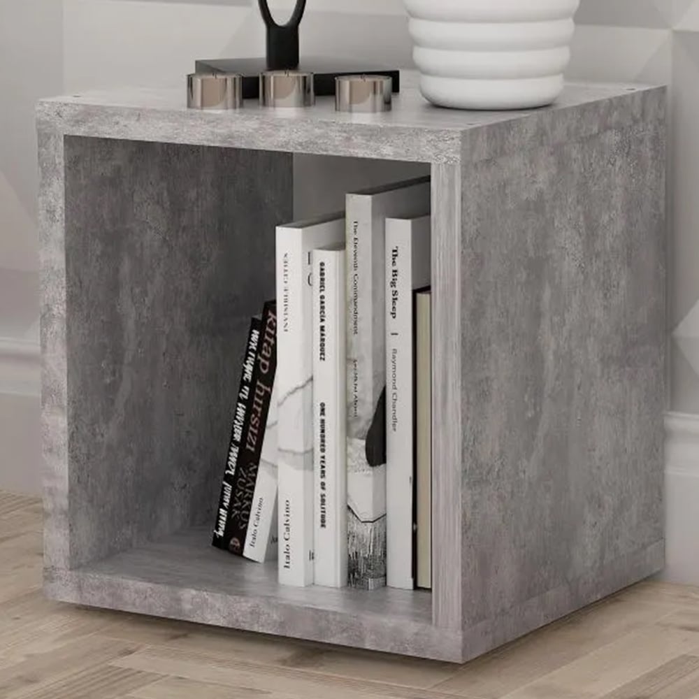 Florence Mauro Single Shelf Concrete Grey Bookcase Image 1