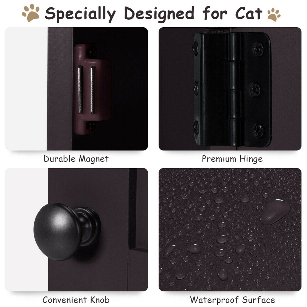 Costway 2 Tier Coffee Cat Litter Box 90 x 60 x 53cm Image 8