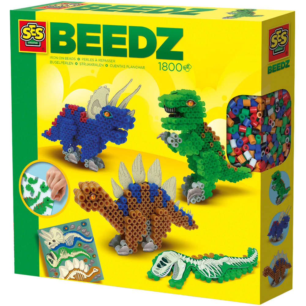 SES Creative Beedz Dinos Iron On Beads Kit 1800 Piece Image 1