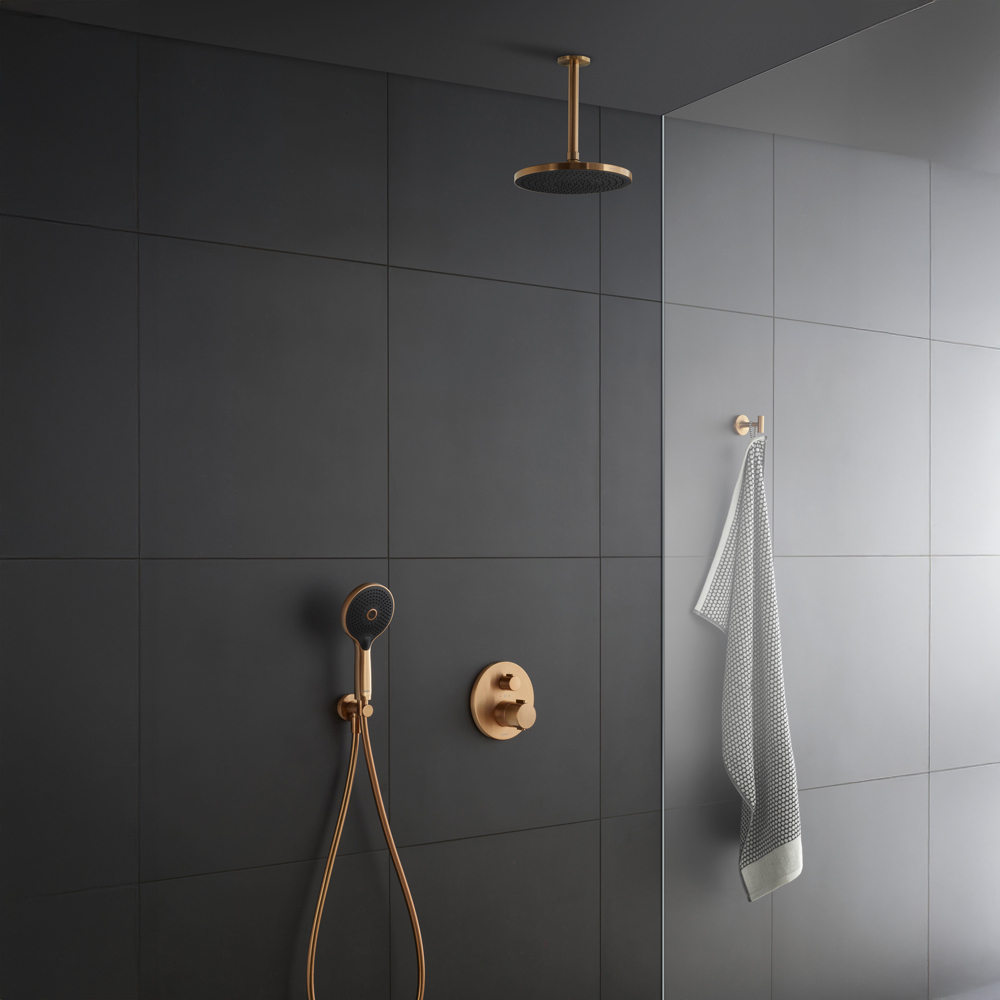 Duravit Brushed Bronze Ceiling Shower Arm 200mm Image 5