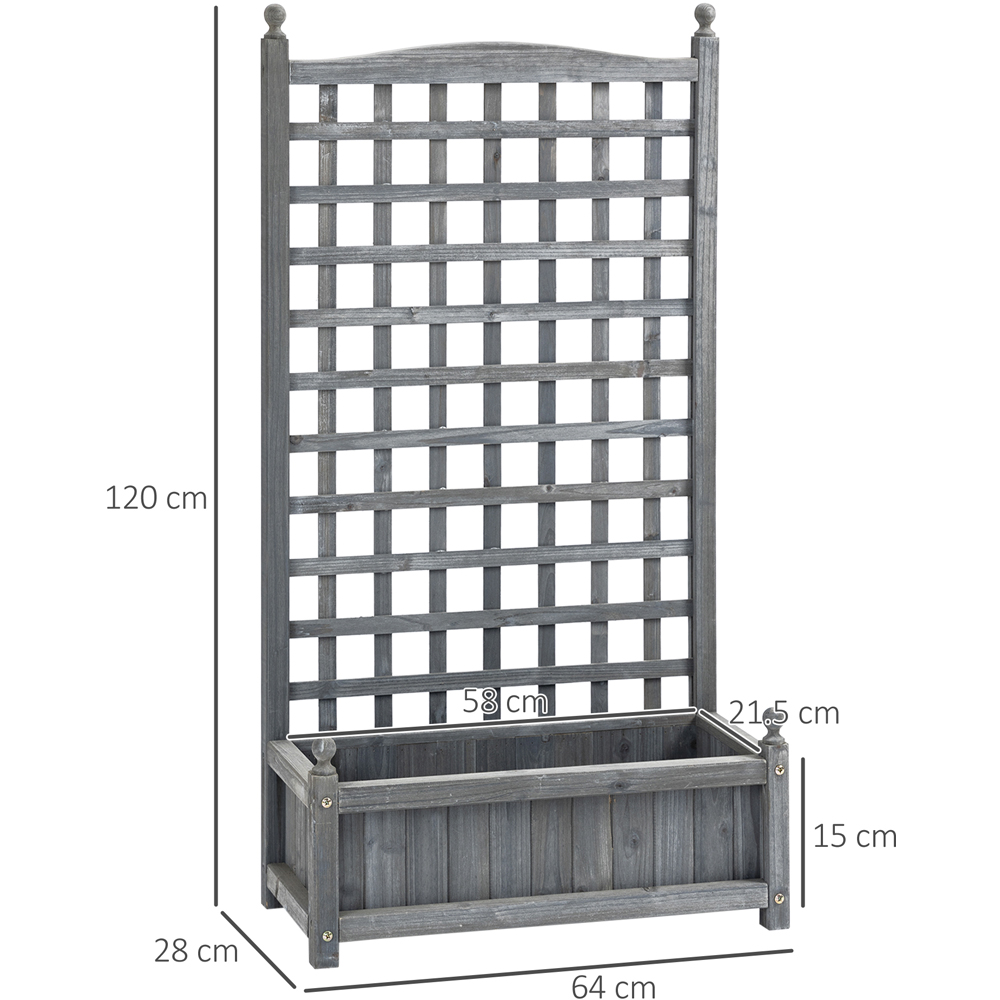 Outsunny Grey Wooden Raised Garden Bed Planter with Trellis 4 x 1 x 2ft Image 9