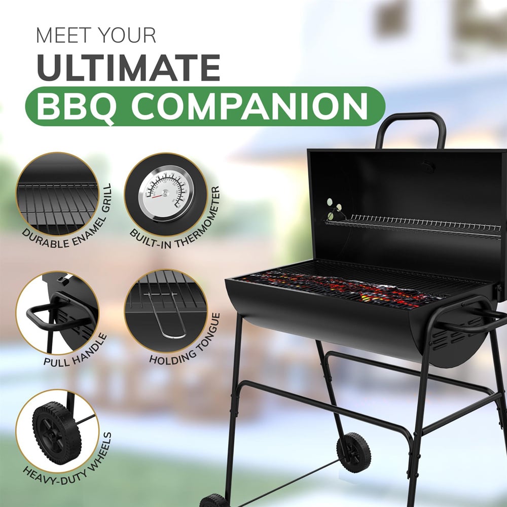 House of Home Black Barrel Charcoal BBQ Image 4