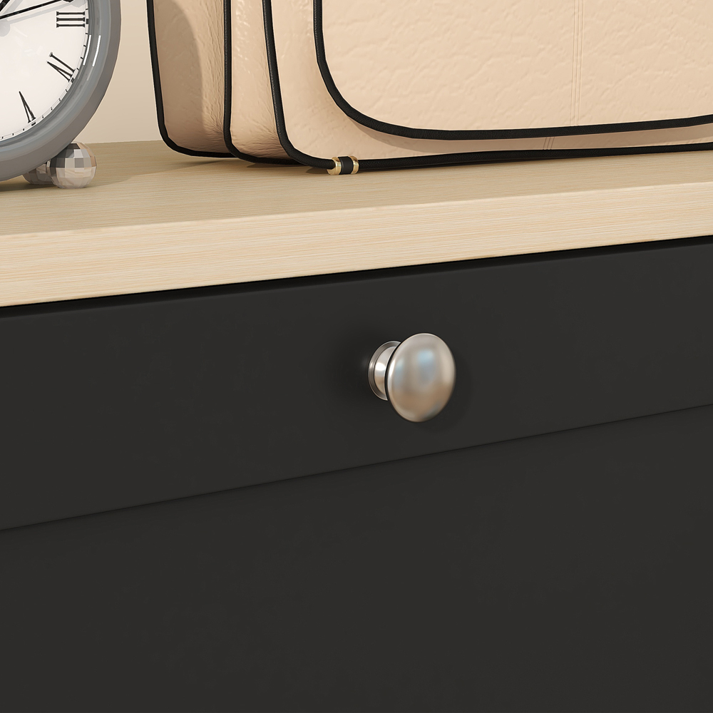 Portland 3 Flip Drawer Black Narrow Shoe Cabinet Image 3