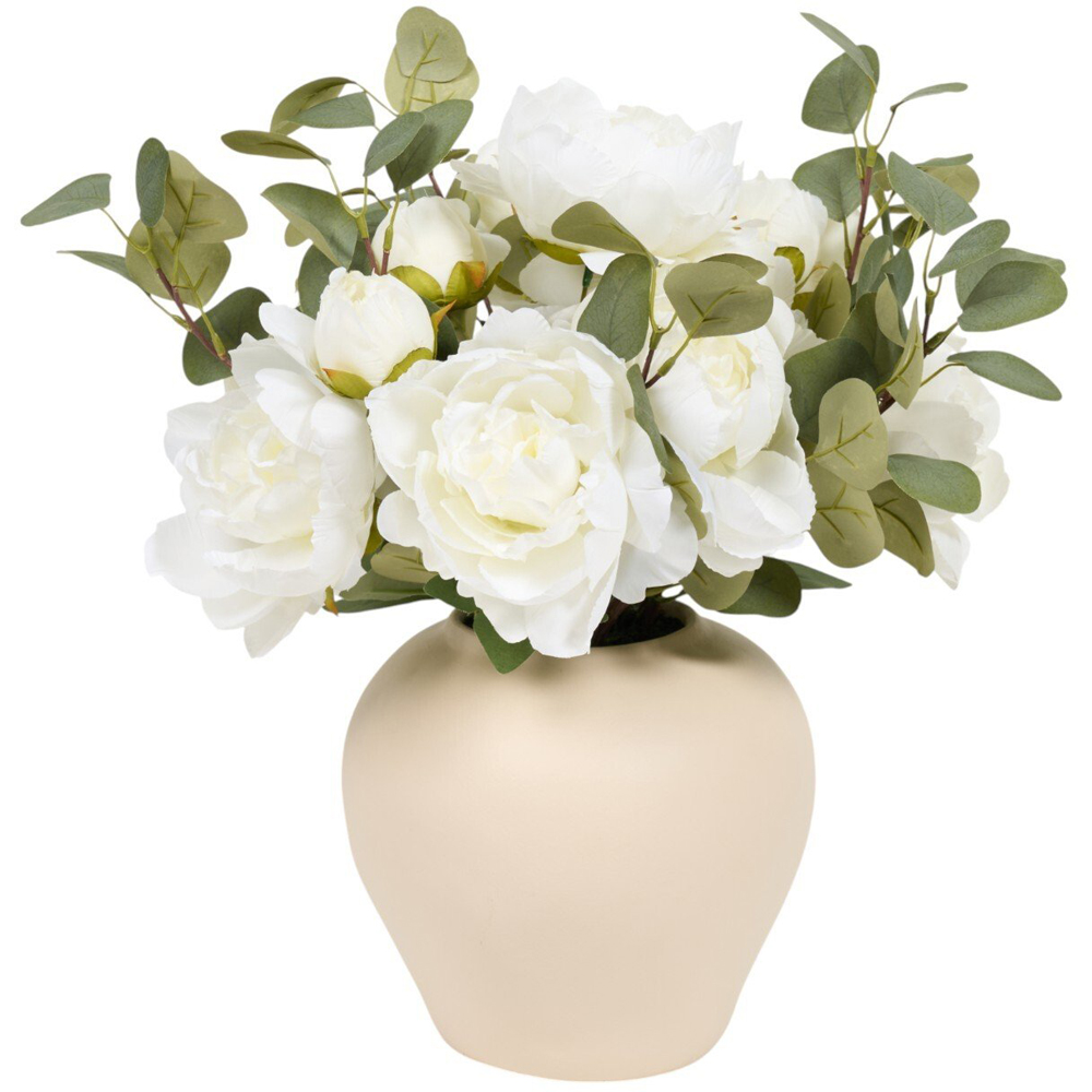 Peony and Eucalyptus Large Vase Arrangement Cream Image 3