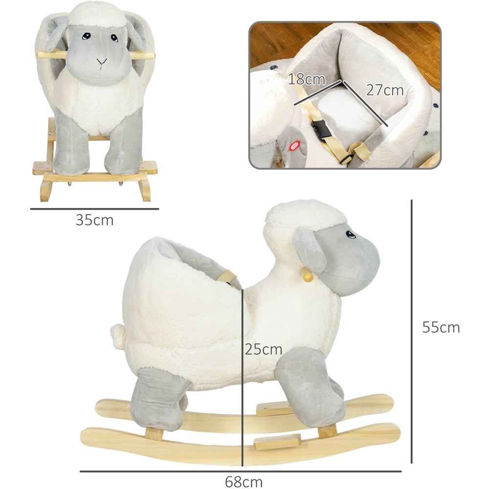 Tommy Toys Lamb Shaped Kids Rocking Horse with Safety Belt Image 7