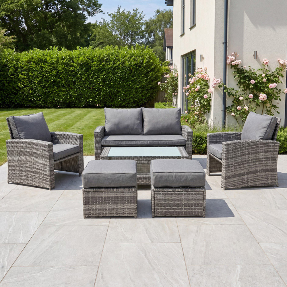 Artemis Home Dovera 6 Seater Grey Rattan Patio Set Image 1