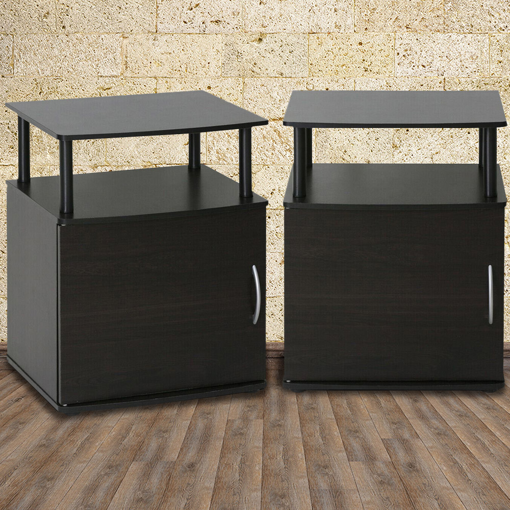 Walplus Jaya Black Utility Design End Table Set of 2 Image 1