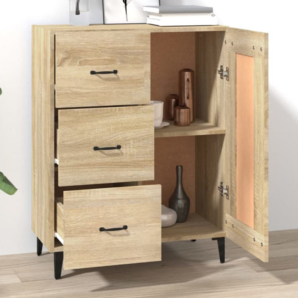 vidaXL Single Door 3 Drawer Sonoma Oak Sideboard Image 1