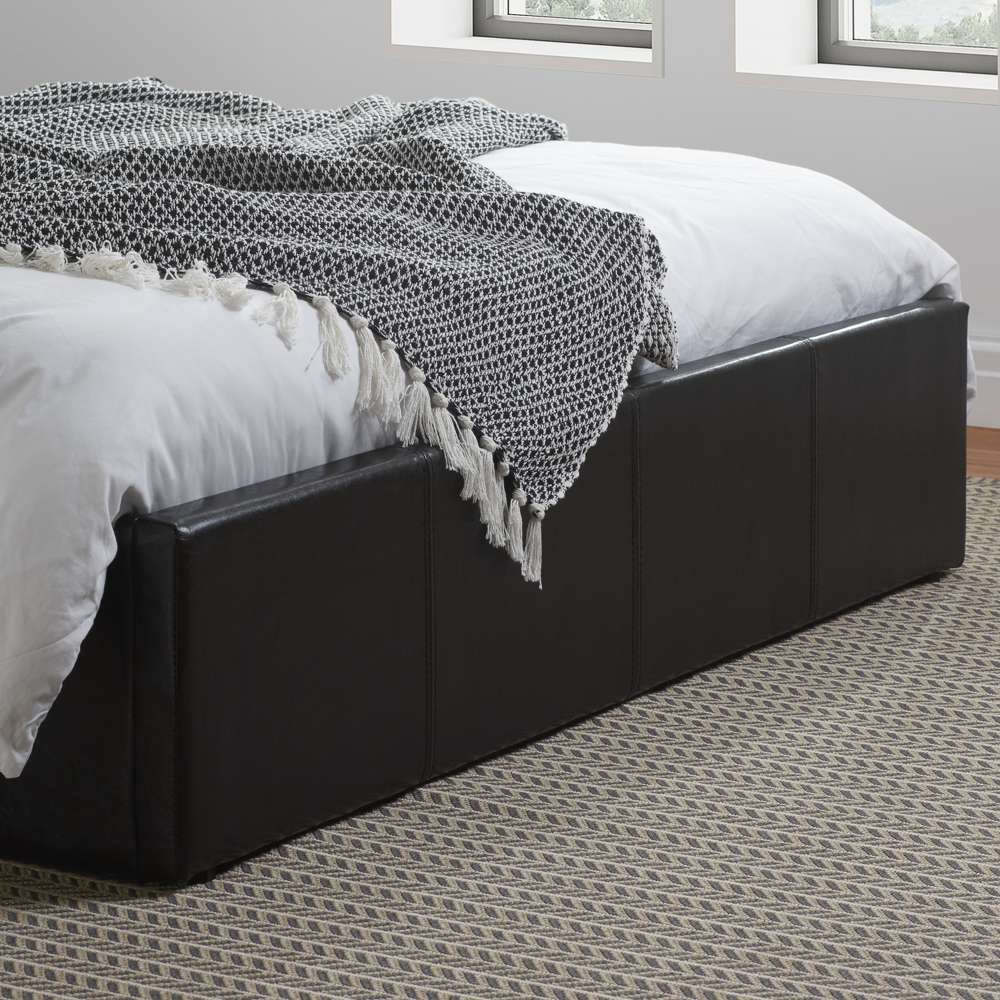 Berlin King Size Black Faux Leather Ottoman Bed Image 7