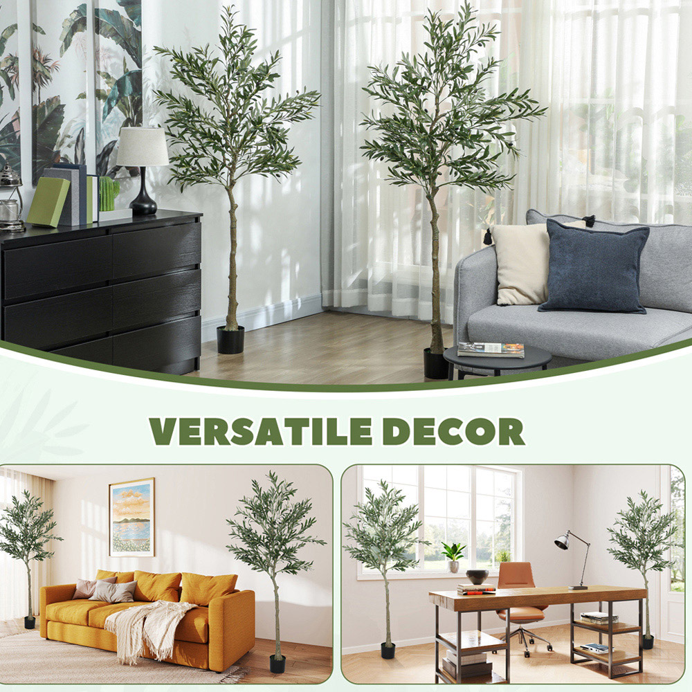 HOMCOM Silk Olive Tree Artificial Plant Pot 180cm 2 Pack Image 8