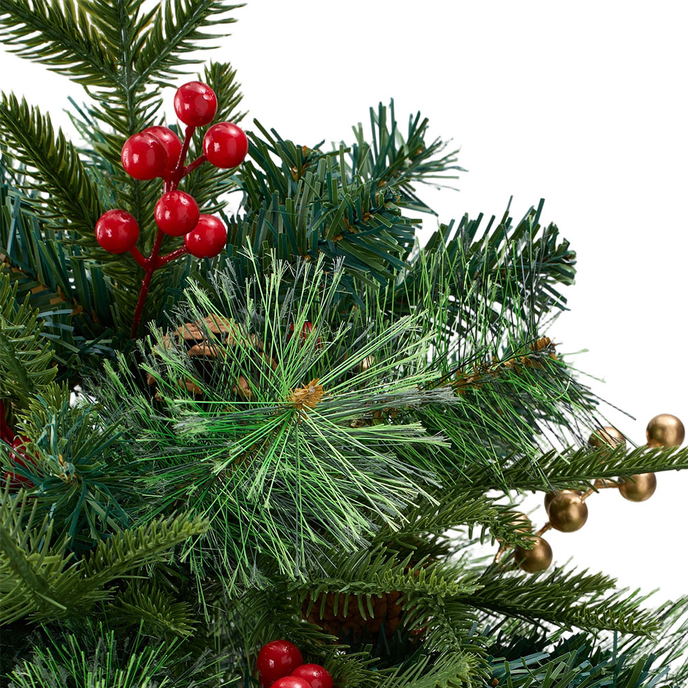 Living and Home Pre-Lit Artificial Christmas Tree Urn Filler with Berries 55cm 2 Pack Image 3