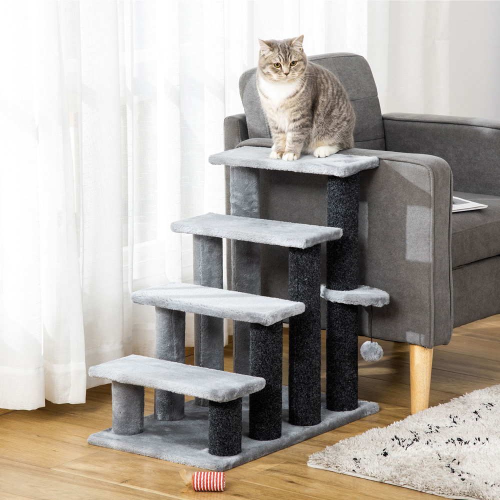 PawHut 4 Step Pet Stairs Scratching Post Image 2