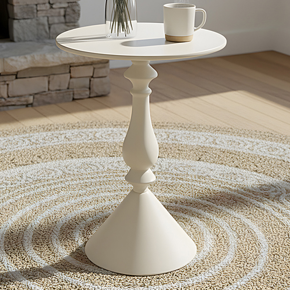 Living and Home Cream White Round Conical Base Side Table Image 1