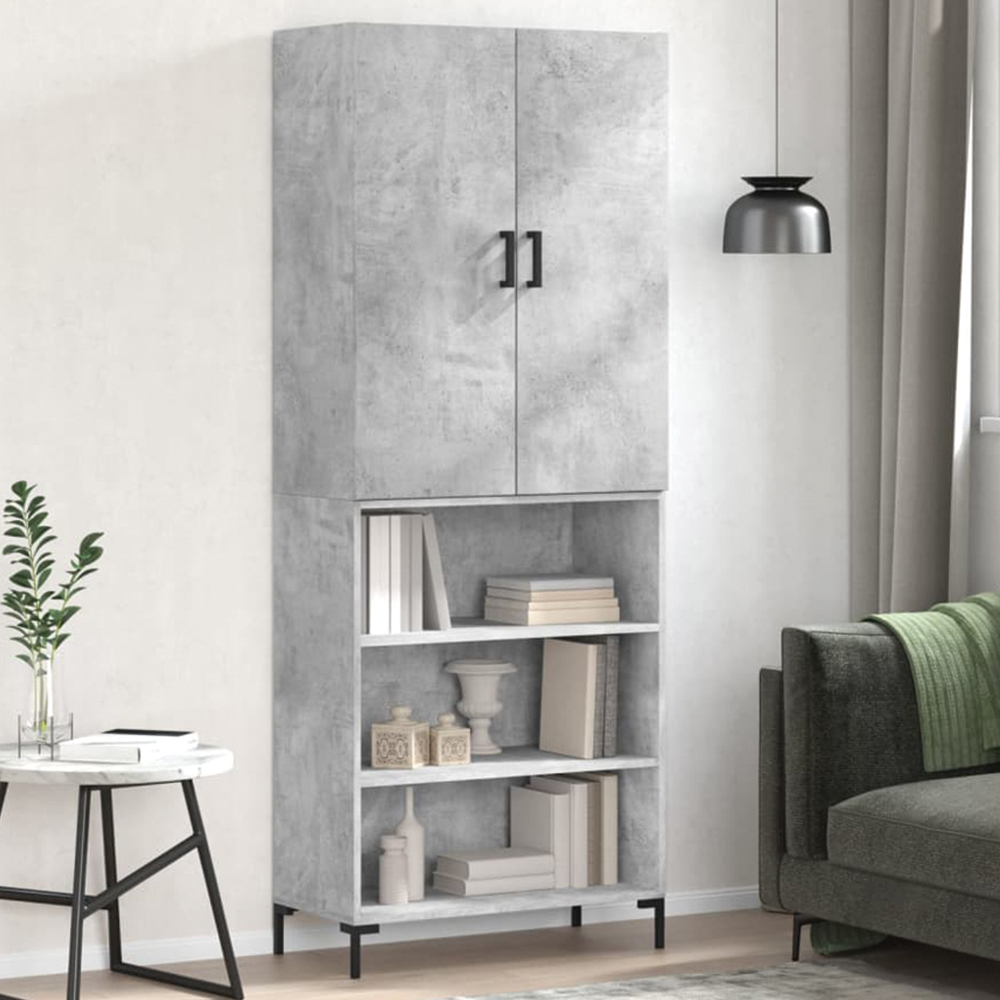 vidaXL 2 Door 3 Shelf Concrete Grey Highboard Image 1