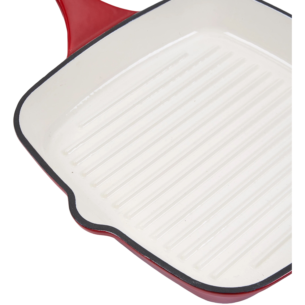 Living and Home 49 x 29cm Gradient Red Enamelled Cast Iron Square Grill Pan Image 3