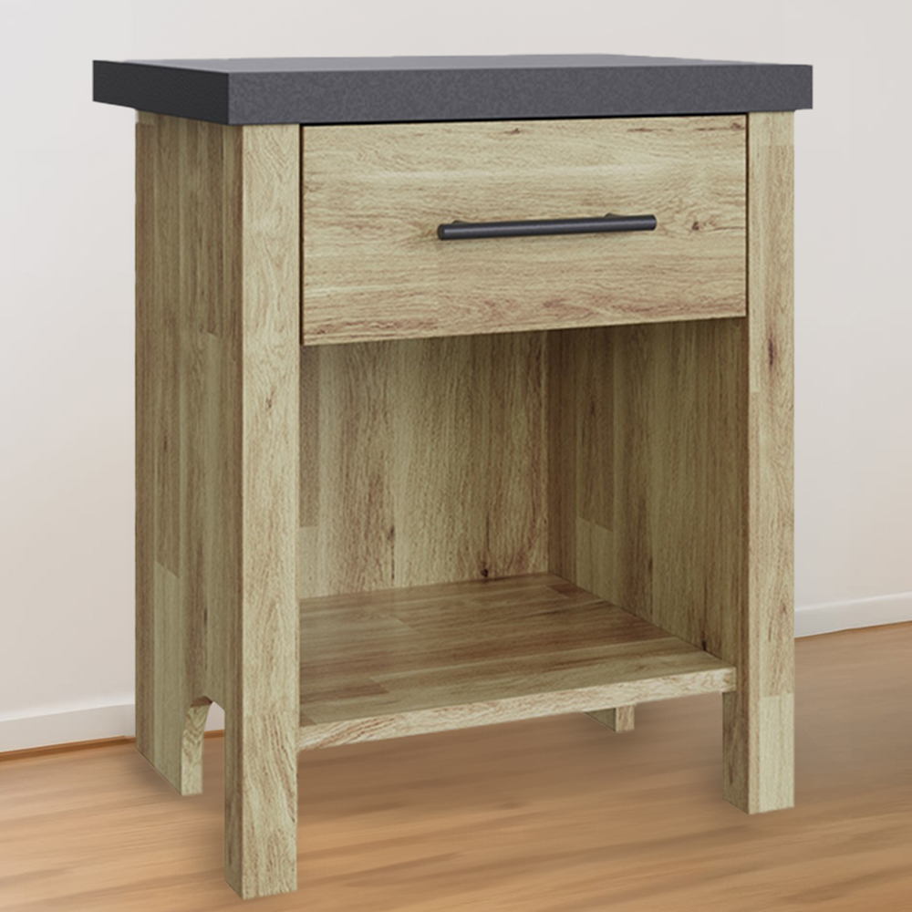 GFW Cascina Single Drawer Single Shelf Oak Bedside Table Image 1