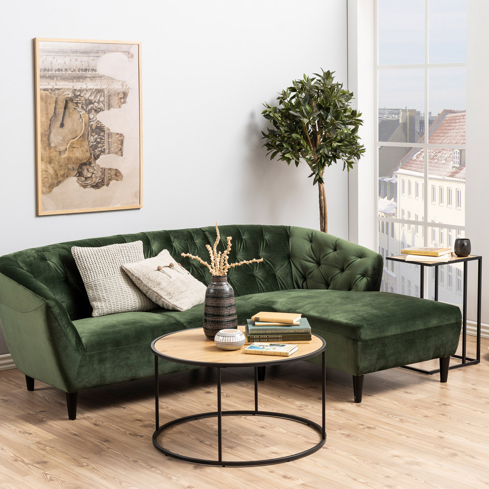 Florence Seaford Oak and Black Metal Round Coffee Table Image 7