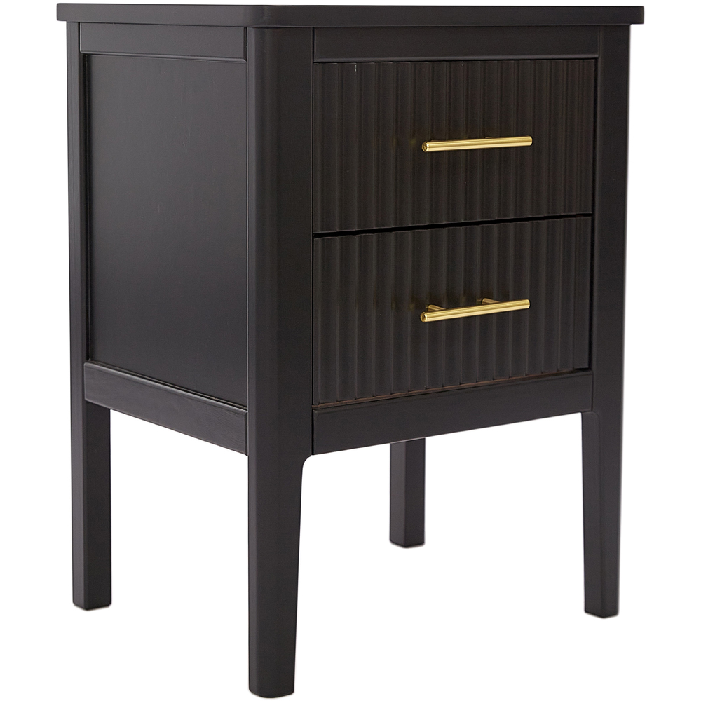 Palau 2 Drawer Black Bedside Table Image 2