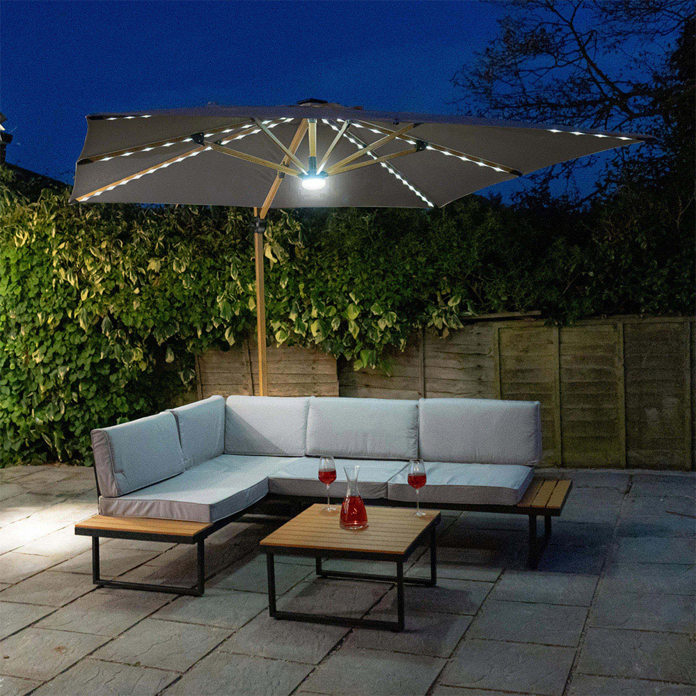 Grey LED Light Roma Umbrella Parasol 2.5m Image 9