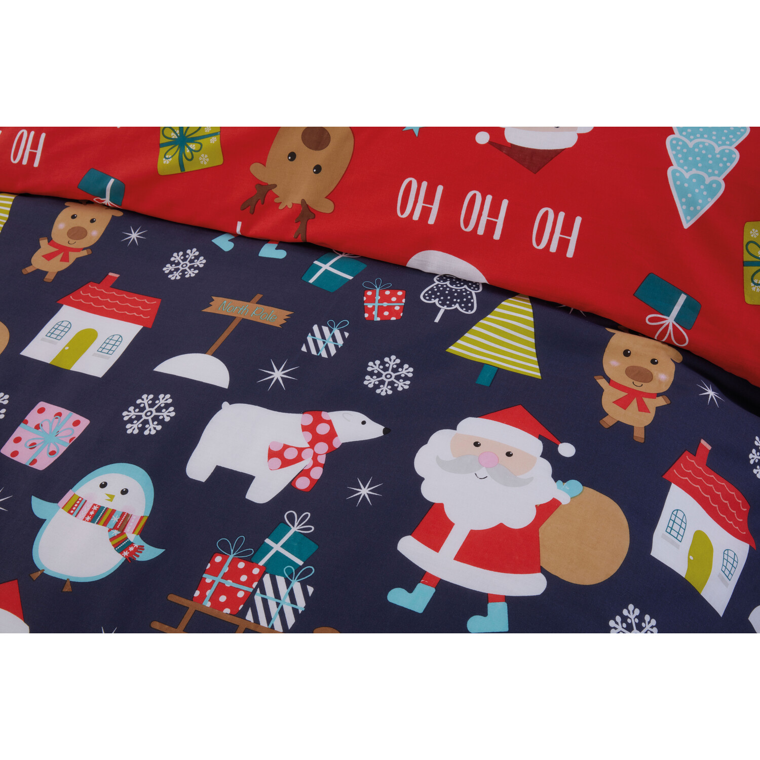 Santa and Friends Duvet Cover and Pillowcase Set - Navy Image 4