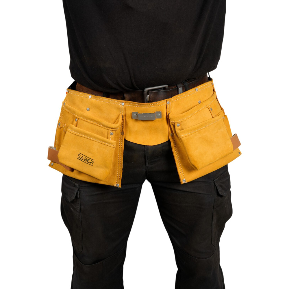 Saber Double Leather Finish Tool Pouch Yellow Image 4