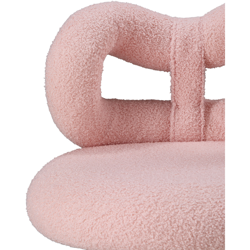 Living and Home Pink Teddy Fleece Bow Back Vanity Chair Image 4