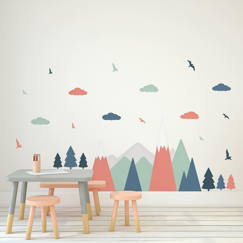 Walplus Kids Colourful Mountain Landscape Self Adhesive Wall Stickers Image 2