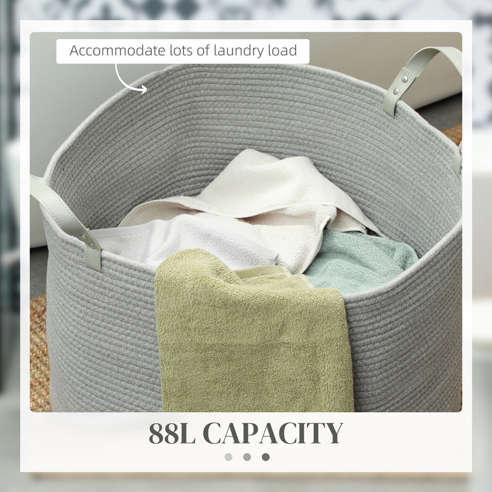 HOMCOM Grey Cotton Rope Laundry Basket 88L Image 5