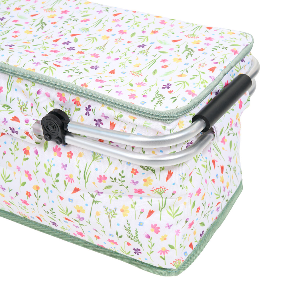 Wildflower White Picnic Bag with Handles Image 5